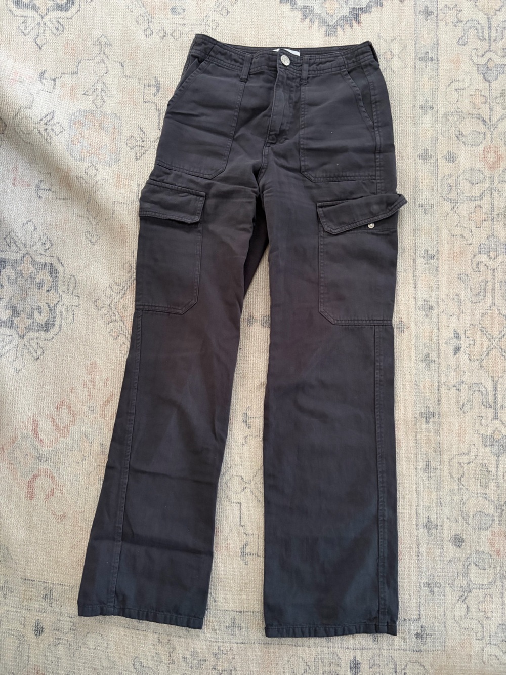 Zara Black Womens Cargo Pants with Utility Pockets